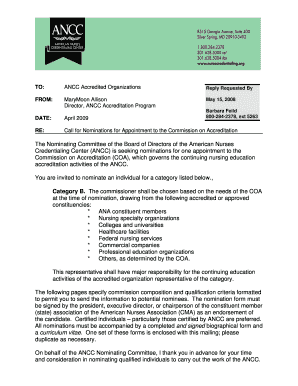 Fillable Online TO ANCC Accredited Organizations Reply Requested By Fax ...