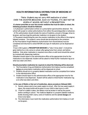 Prescription Drug and Medicine Authorization Form