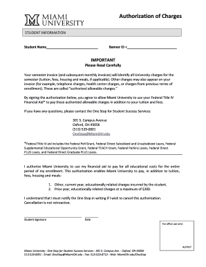 Authorization of Charges Form