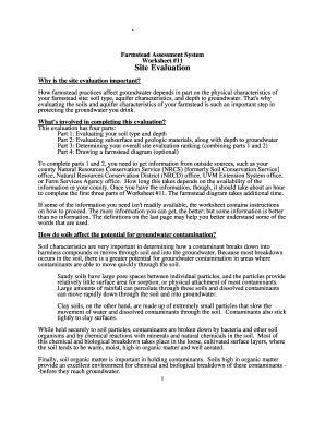 Farmstead Site Evaluation Worksheet