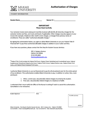 Miami University Financial Aid Authorization Form