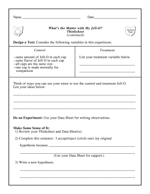 Science Experiment Worksheet