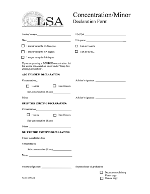University of Michigan Concentration/Minor Declaration Form