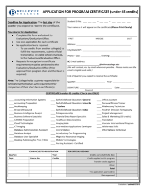 Application for Program Certificate