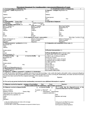 Waste Transboundary Movement Document