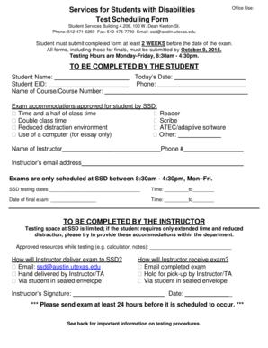 Test Scheduling Form for Students with Disabilities