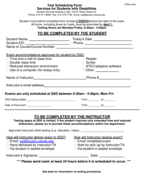 Test Scheduling Form for Students with Disabilities