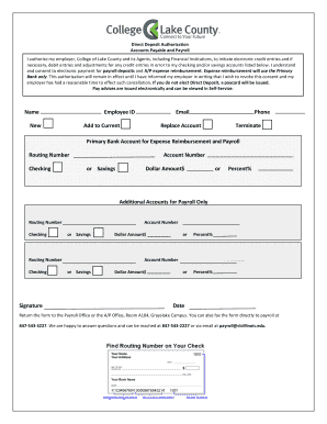 Direct Deposit Authorization Form