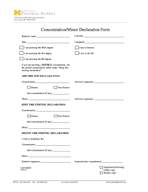 Concentration Minor Declaration Form