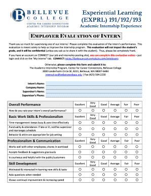 Employer Evaluation of Intern