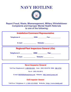Navy Hotline Fraud Report Form