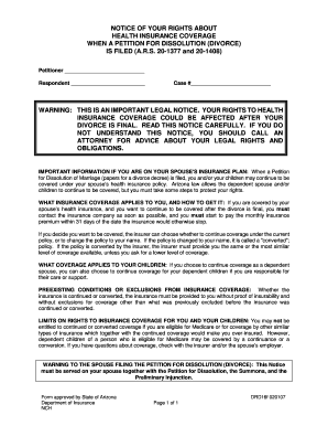 Notice of Health Insurance Rights in Arizona Divorce