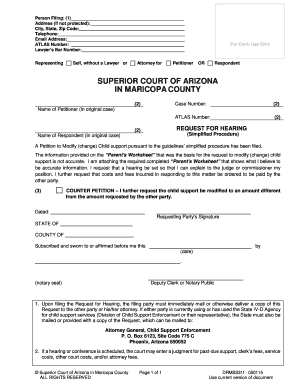 Request for Hearing Child Support Modification