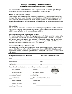 Arizona State Tax Credit Contribution Form