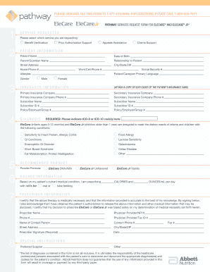 Pathway Services Request Form for EleCare