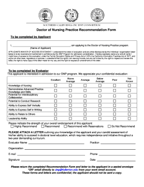Doctor of Nursing Practice Recommendation Form