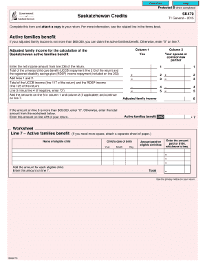 Saskatchewan Active Families Benefit Form