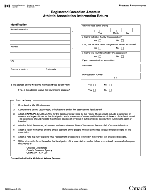 Canadian Amateur Athletic Association Information Return