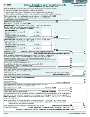 Schedule 11 Tuition Education Textbook Amounts