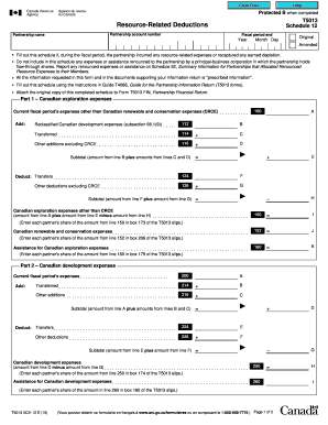 T5013 Schedule 12 Resource-Related Deductions
