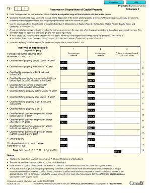 T3 Schedule 2 - Reserves on Dispositions of Capital Property