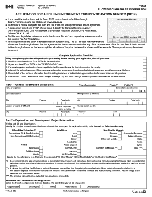 Form T100A Flow-Through Share Information Application