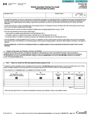British Columbia Training Tax Credit Schedule 428