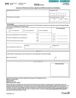 T215 Summary Form