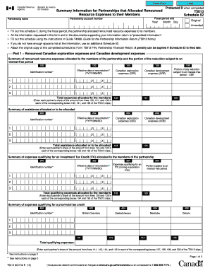 Schedule 52 for Partnerships Allocating Renounced Resource Expenses