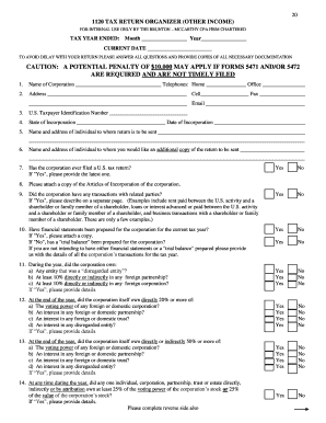 201120 Tax Return Organizer
