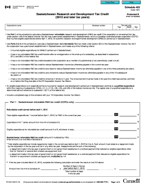 Saskatchewan Research and Development Tax Credit Schedule 403