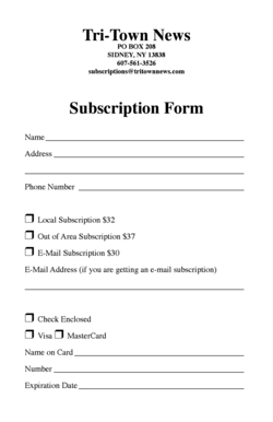 Tri-Town News Subscription Form