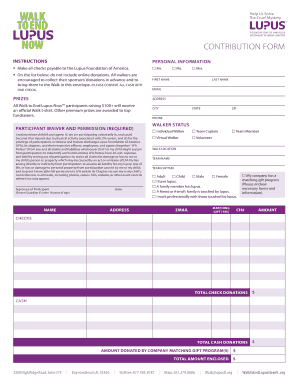Lupus Foundation Contribution Form