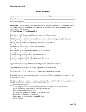 Student Assessment Form 650