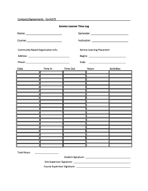 Service Learning Time Log Form