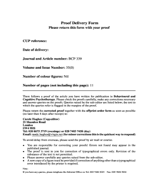 Proof Delivery Form
