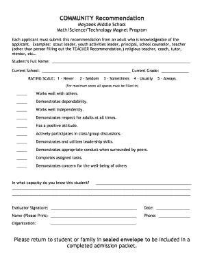 Community Recommendation Form