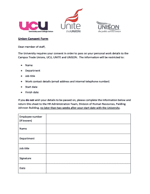 University Staff Union Consent Form