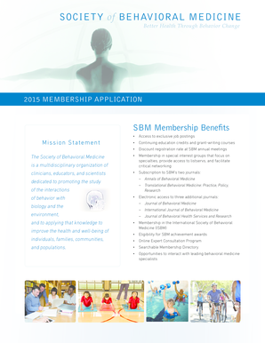 Society of Behavioral Medicine Membership Application