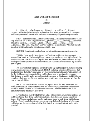 California Last Will and Testament