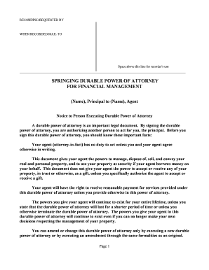 Springing Durable Power of Attorney for Financial Management