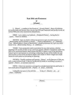 California Last Will and Testament