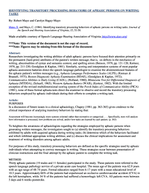 Aphasia Writing Task Analysis Form