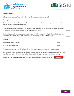 Audit Disclaimer Form