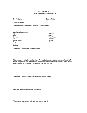 Initial Intake Assessment Form