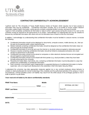 Contractor Confidentiality Acknowledgement