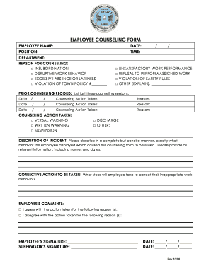 EMPLOYEE COUNSELING FORM - Town of Surfside