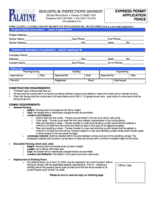 Fence Permit Application