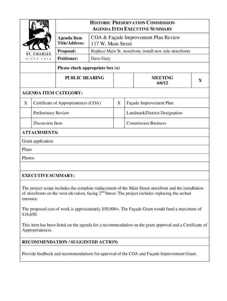 COA and Faade Improvement Plan Review 117 - City of St Charles Preview on Page 1