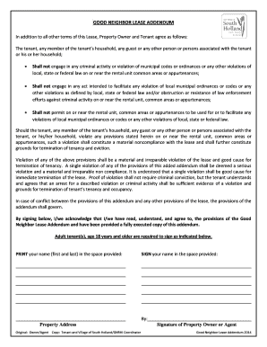 Good Neighbor Lease Addendum